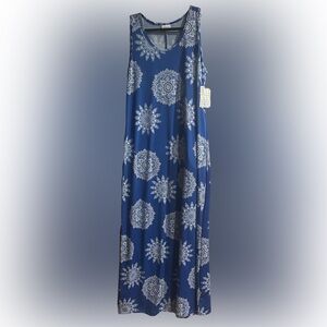 LuLaRoe Dani Maxi - XL -Blue Dress with White Paisley Design
